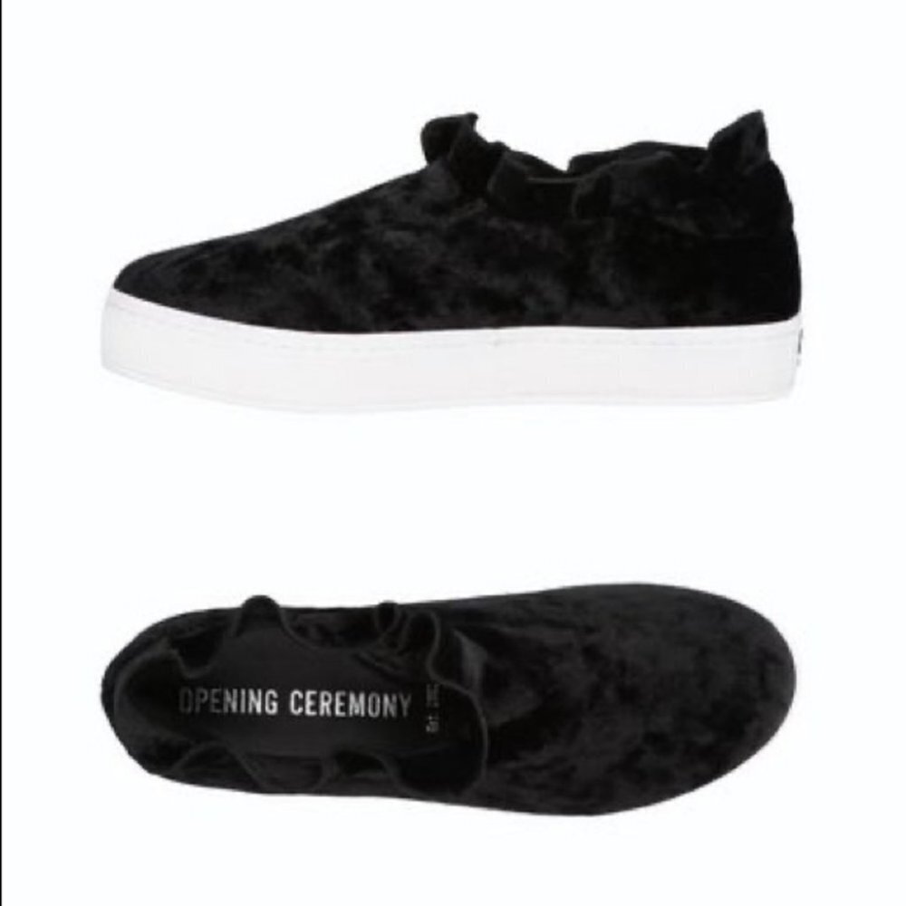Opening Ceremony black velvet  Didi ruffle platform sneakers size 7